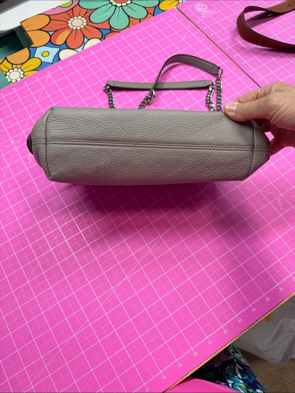 Michael Kors Pebbled Leather Shoulder Bag in Grey
